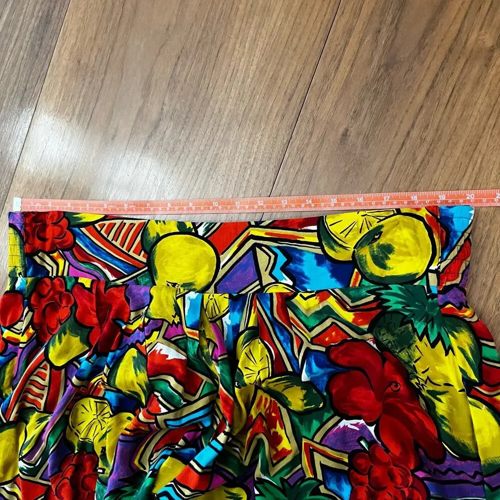 Vintage 80s Pant Set Size L Tropical Fruity Bright - Picture 9 of 16